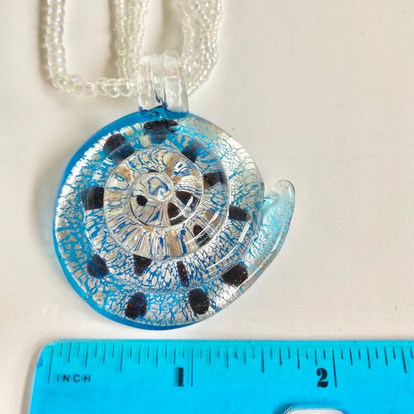 Murano Art Glass Seed Bead Sea Shell Nautilus Shiva Necklace Sea Life Nautical - Picture 11 of 12